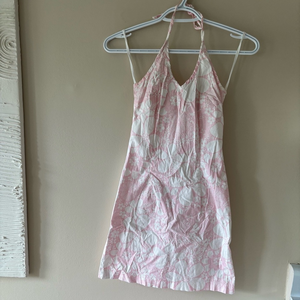 Garage Pink and White Floral Halter Top
